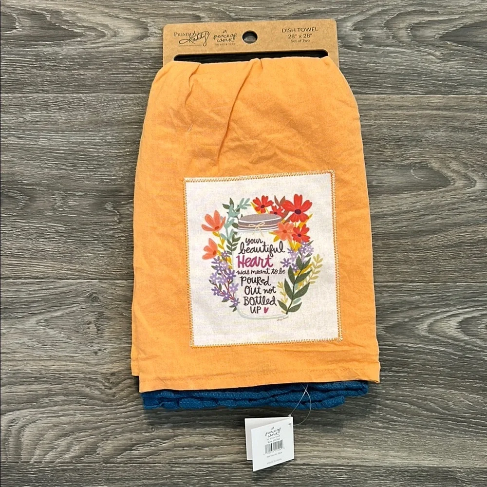 NEW Set 2 Kitchen Dish Towel Mason Jar Floral Flowers Cottage Mothers Day Spring